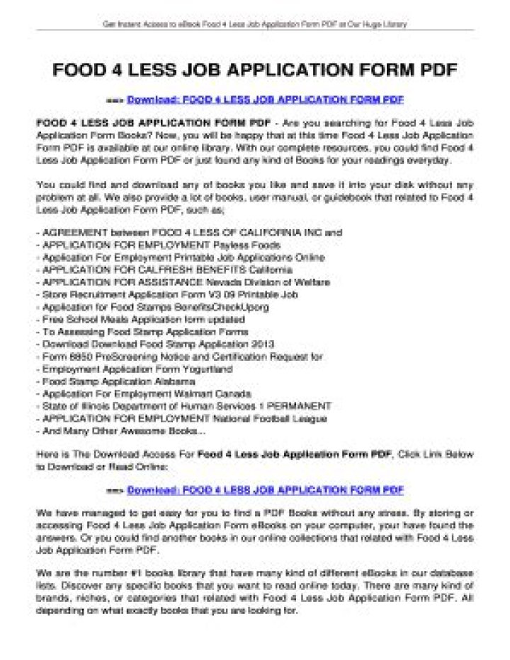 Food 4 Less Application Online: Jobs & Career Info