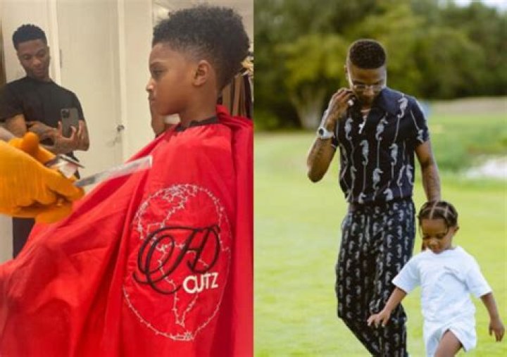 
Momemt Wizkid took his son, Zion to get his first haircut at the age of four 