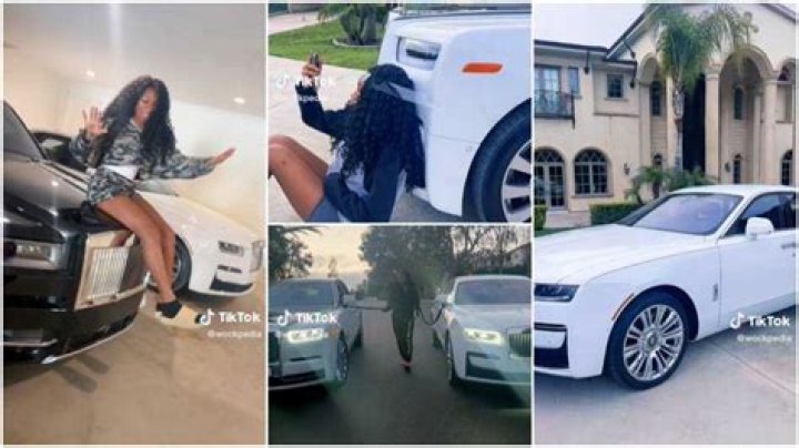 Pretty Lady Shows Off Parents White Rolls Royce Cars, Uses Them to Make Trending TikTok Video